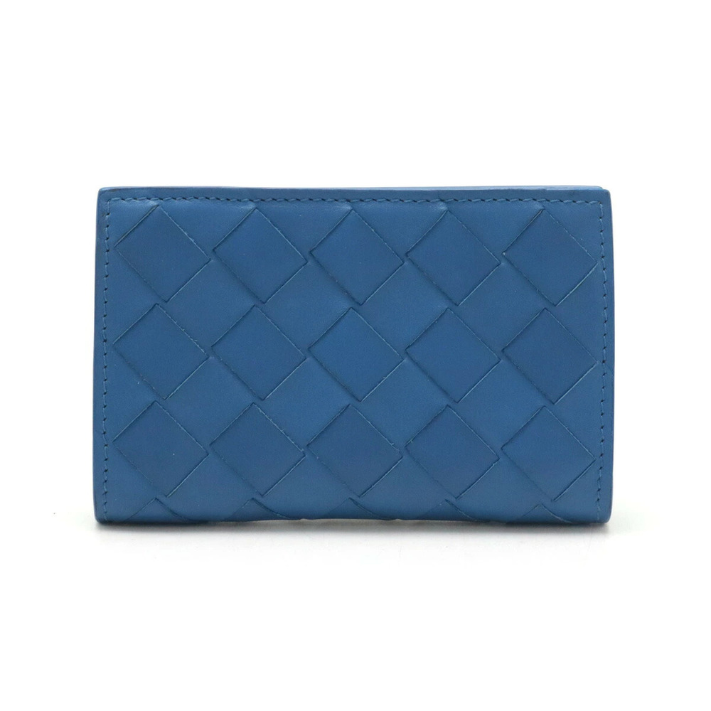 BOTTEGA VENETA Intrecciato Round Zipper coin case Wallet Leather Blue
